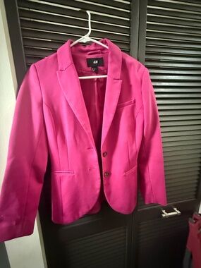 H&M Women's Bright Pink Notched Lapel Blazer